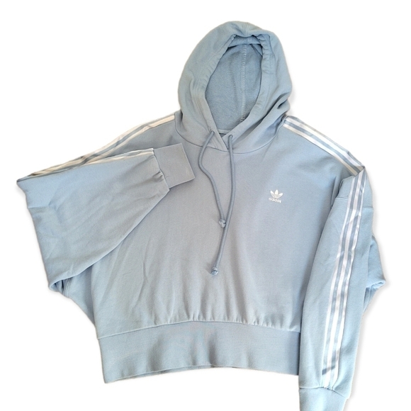 ADIDAS Originals Cropped Hoodie with Satin Tape | size LARGE - Picture 2 of 7